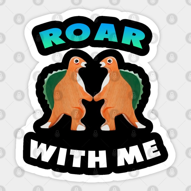 Cute Dinosaur Backtoschool Quote Roar with me Heart Shape white and green Sticker by Dolta